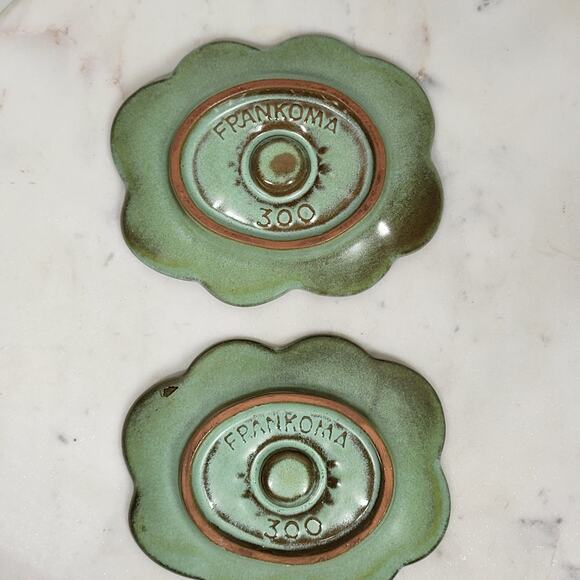 VTG Frankoma Dogwood Blossom Candlestick Holders 5" Green‎ Tapered Candle 300 - Picture 8 of 16